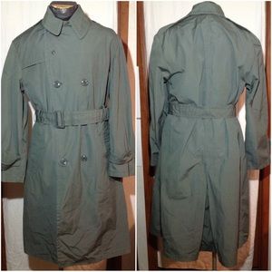 Men's Vtg Military Quarpel Rain Trench Coat